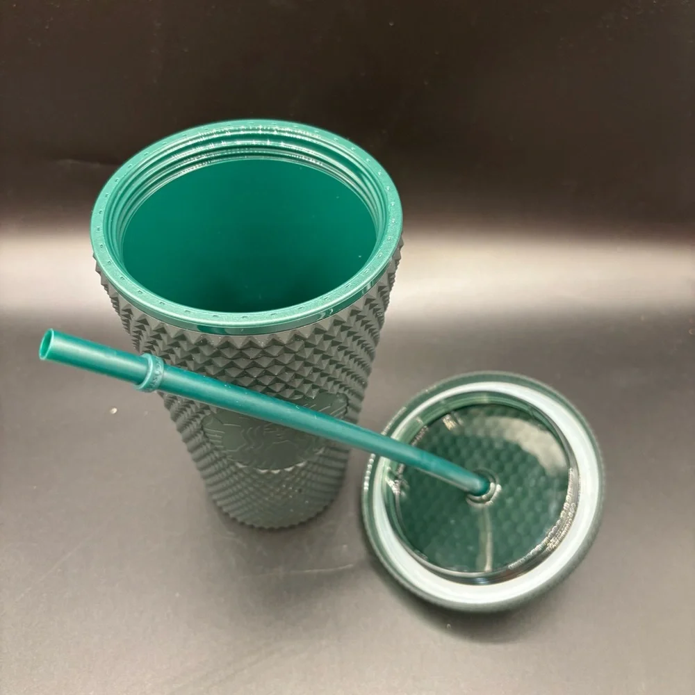 NWT Starbucks Tumbler 2022 Holiday Collection Matte Dark Evergreen Studded 16 oz
